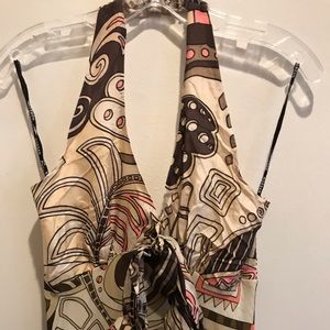 Morgan chiffon retro printed halter dress